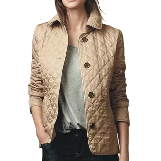 Kvinnors Casual Jacka Diamantquiltad Modern Design 0