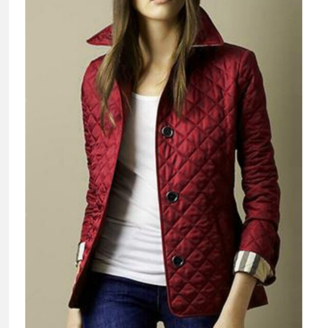 Kvinnors Casual Jacka Diamantquiltad Modern Design 1