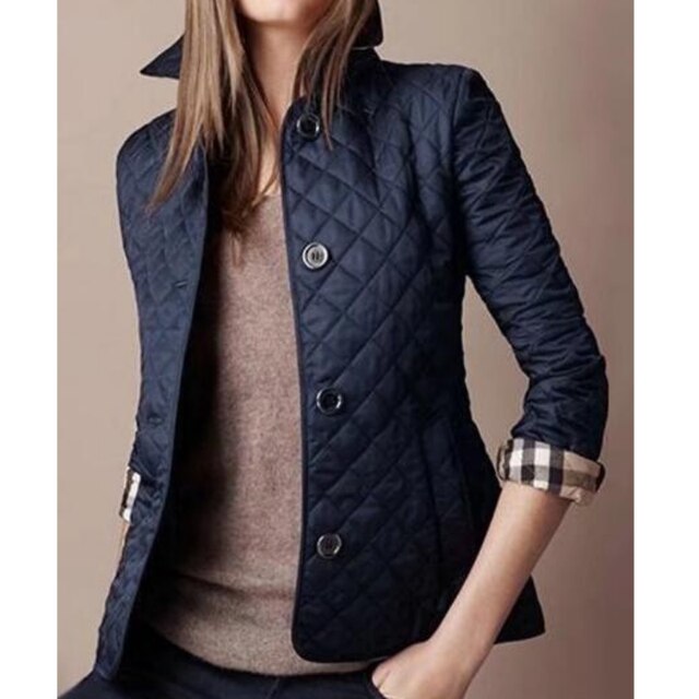 Kvinnors Casual Jacka Diamantquiltad Modern Design 2