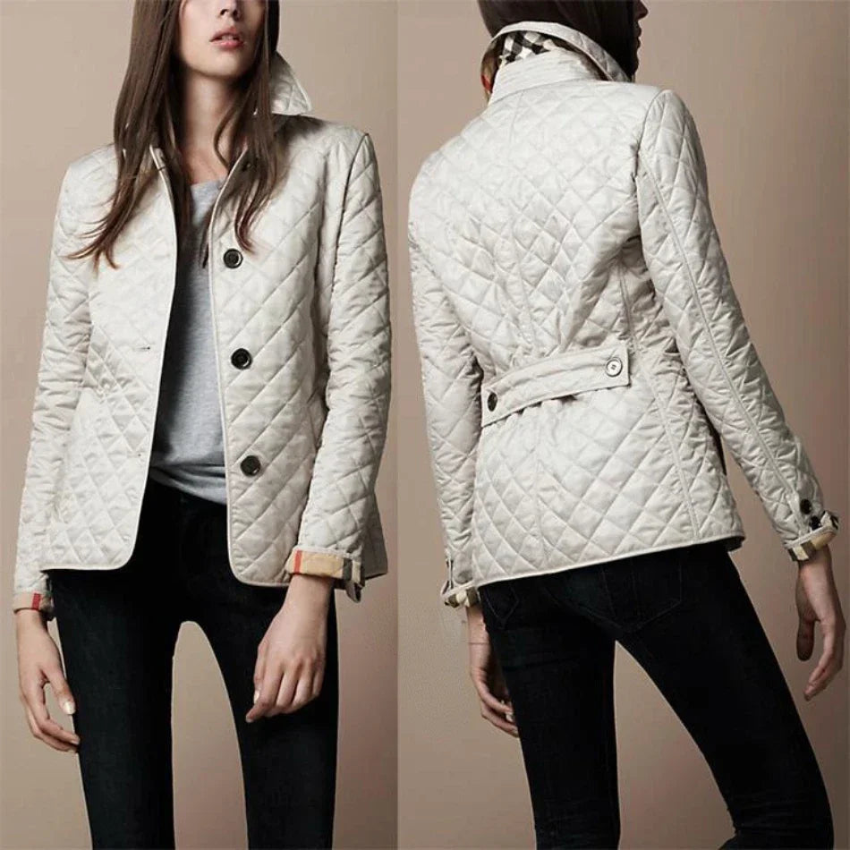 Kvinnors Casual Jacka Diamantquiltad Modern Design 3