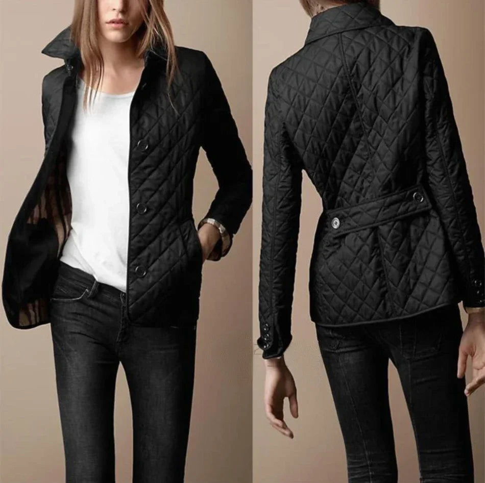 Kvinnors Casual Jacka Diamantquiltad Modern Design 4