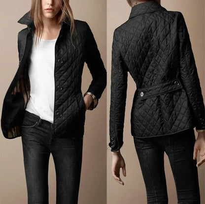 Kvinnors Casual Jacka Diamantquiltad Modern Design 4