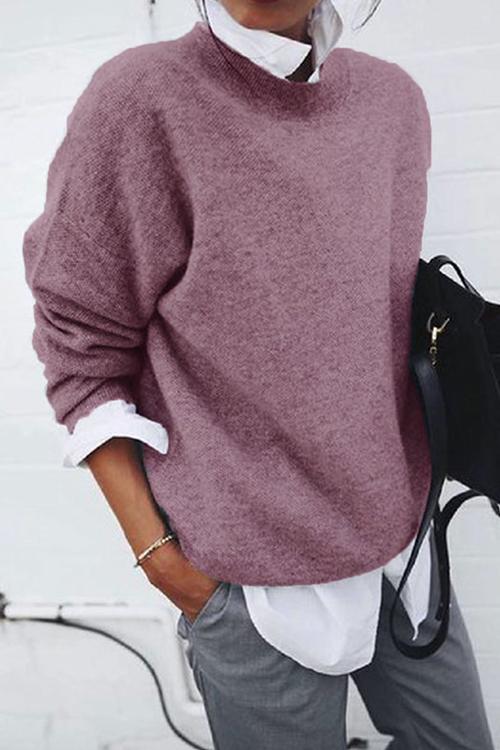 Kvinnors Casual Tröja med Krage Falsk Två Delar 2