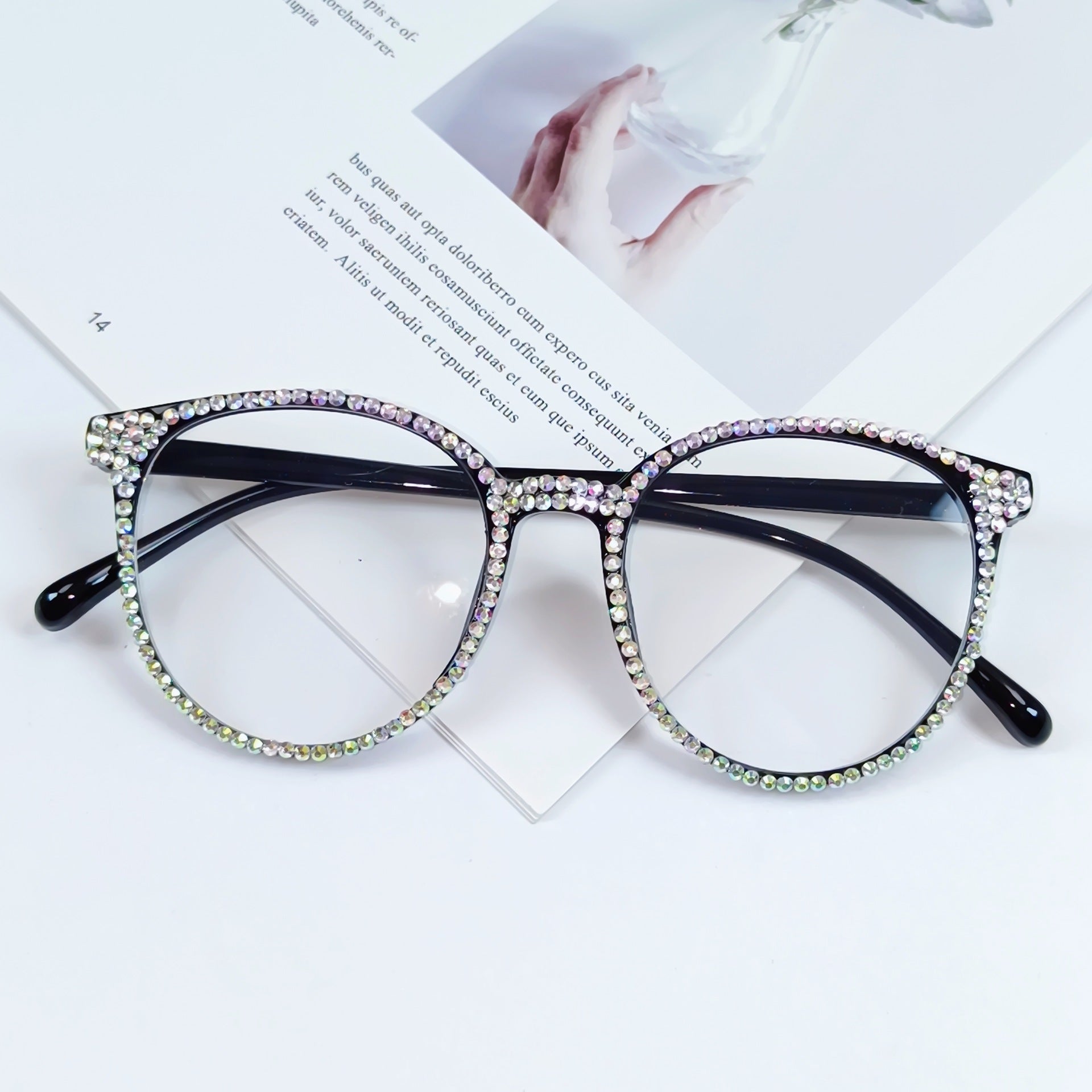 Kvinnors Cat-Eye Glasögon med Glittrande Detaljer 2