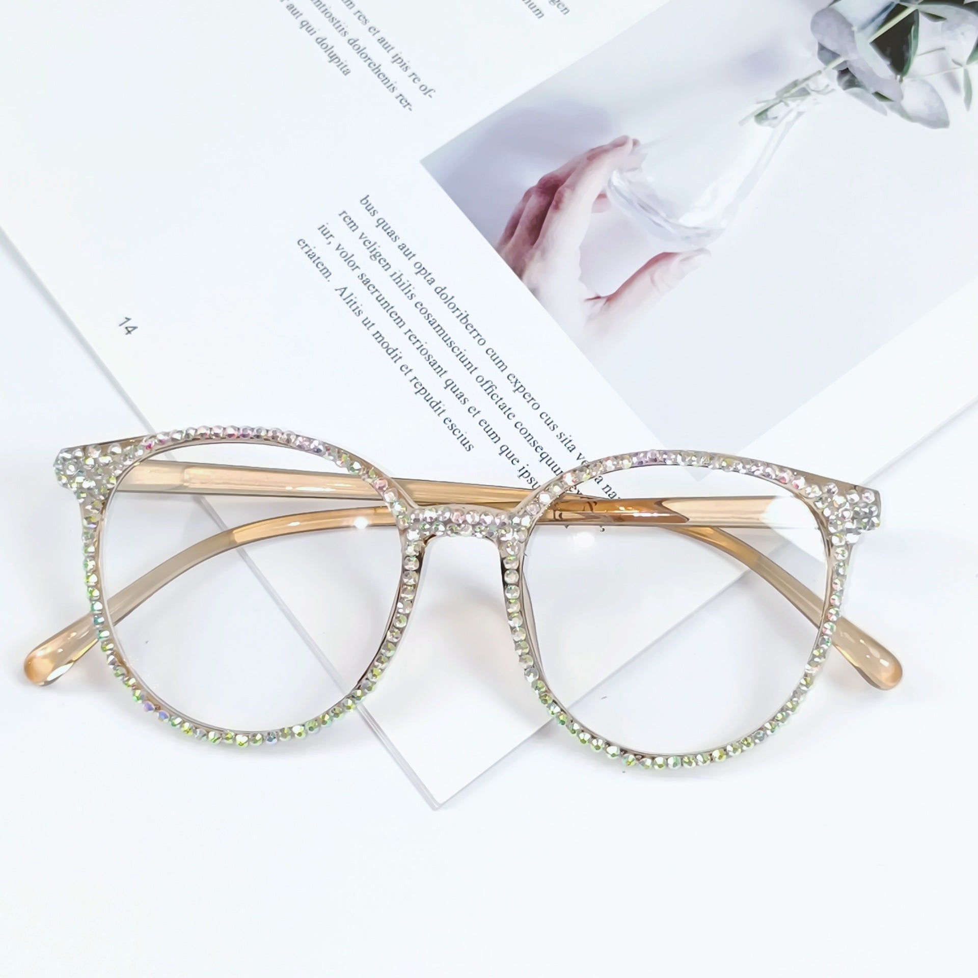 Kvinnors Cat-Eye Glasögon med Glittrande Detaljer 7