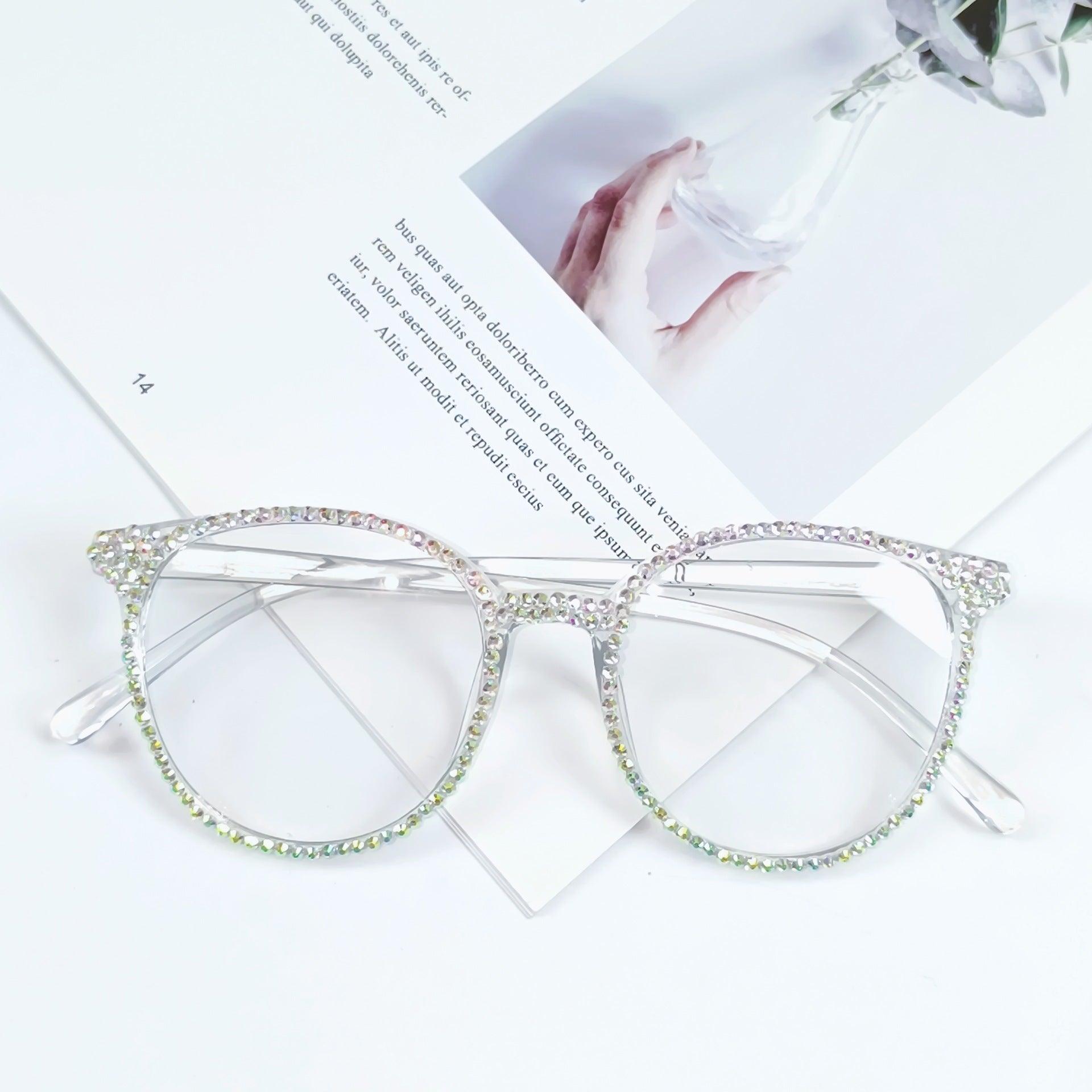 Kvinnors Cat-Eye Glasögon med Glittrande Detaljer 8