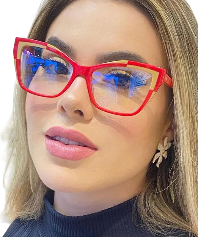 Kvinnors Cat Eye Läsglasögon i Röd 0