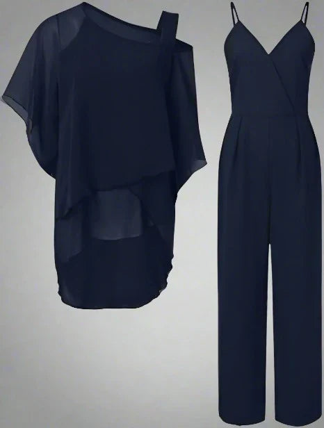 Kvinnors Chiffon Set med Off-Shoulder Design 1