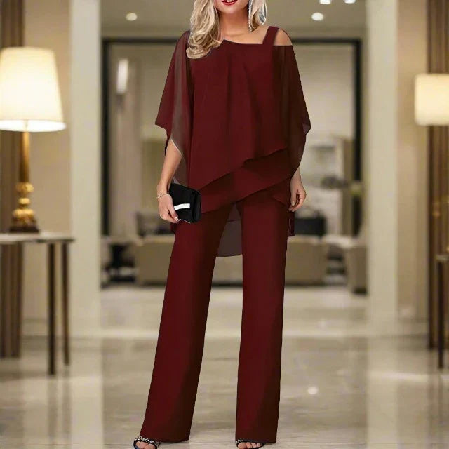 Kvinnors Chiffon Set med Off-Shoulder Design 7