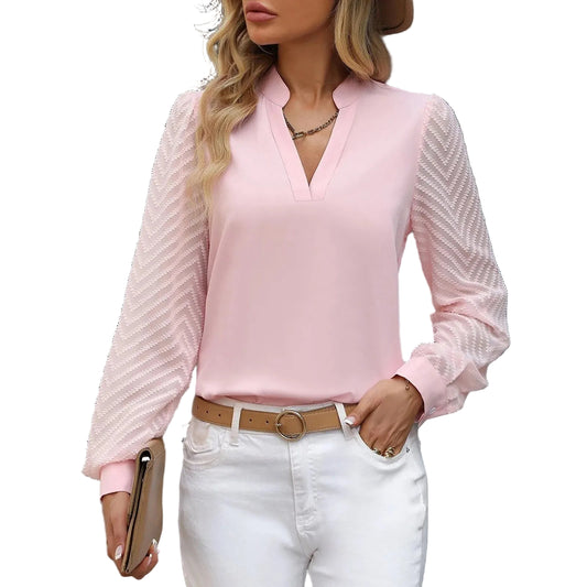Kvinnors Chiffongblus med V-ringning Stil 0