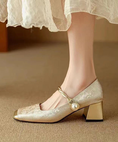Kvinnors Chunky Heel Loafers med Spännband Retrodesign 1