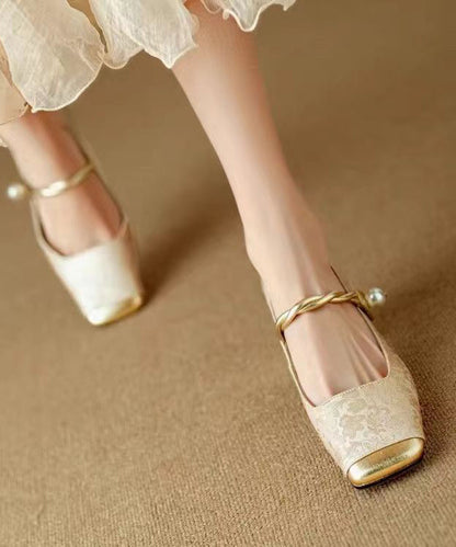Kvinnors Chunky Heel Loafers med Spännband Retrodesign 3