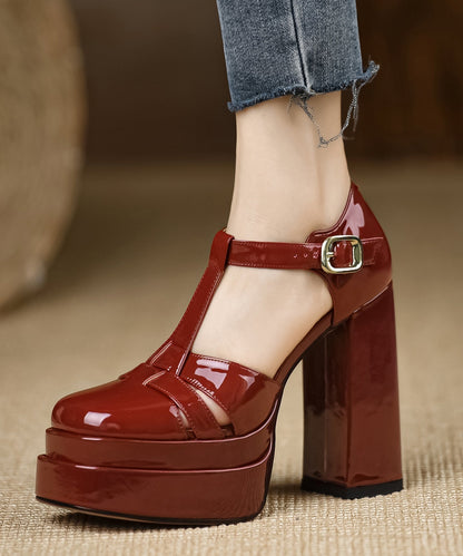 Kvinnors Chunky High Heels med Hålmönster 2