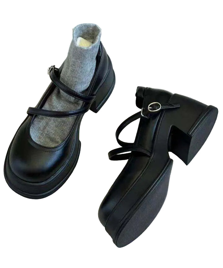 Kvinnors Chunky High Heels med Spänne 0
