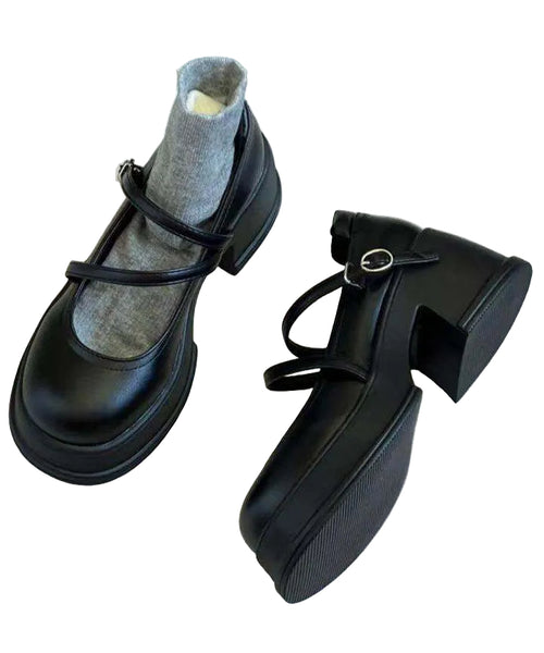 Kvinnors Chunky High Heels med Spänne 0