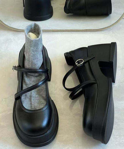 Kvinnors Chunky High Heels med Spänne 2