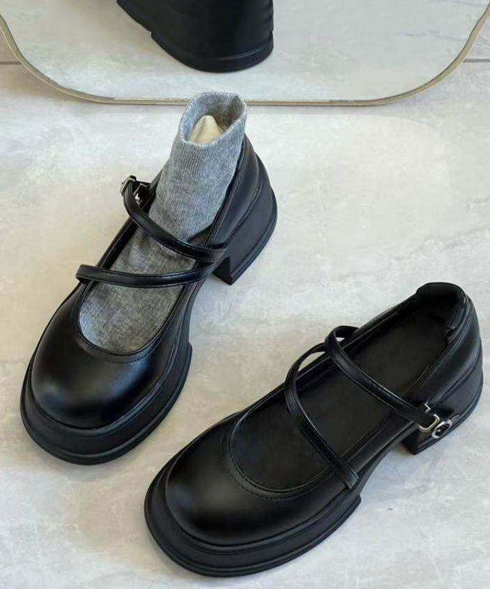 Kvinnors Chunky High Heels med Spänne 4
