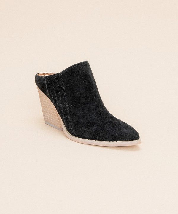Kvinnors Chunky Hill Wedge Mule Öppen Bakdel Svart 1