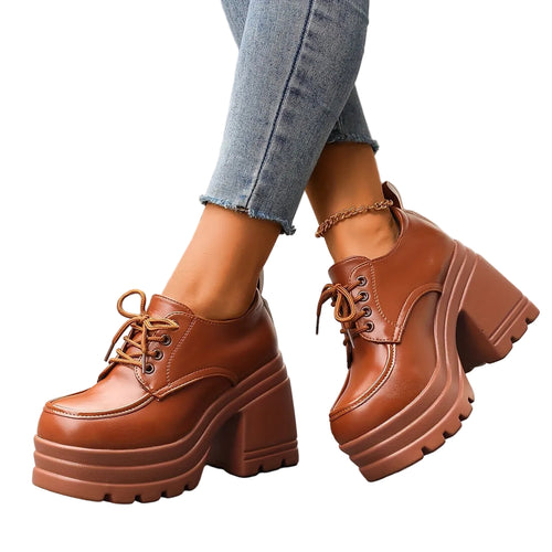 Kvinnors Chunky Plattform Oxfords 0