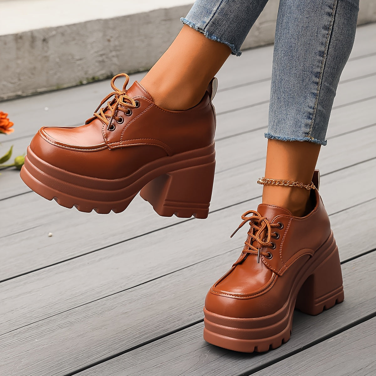 Kvinnors Chunky Plattform Oxfords 1