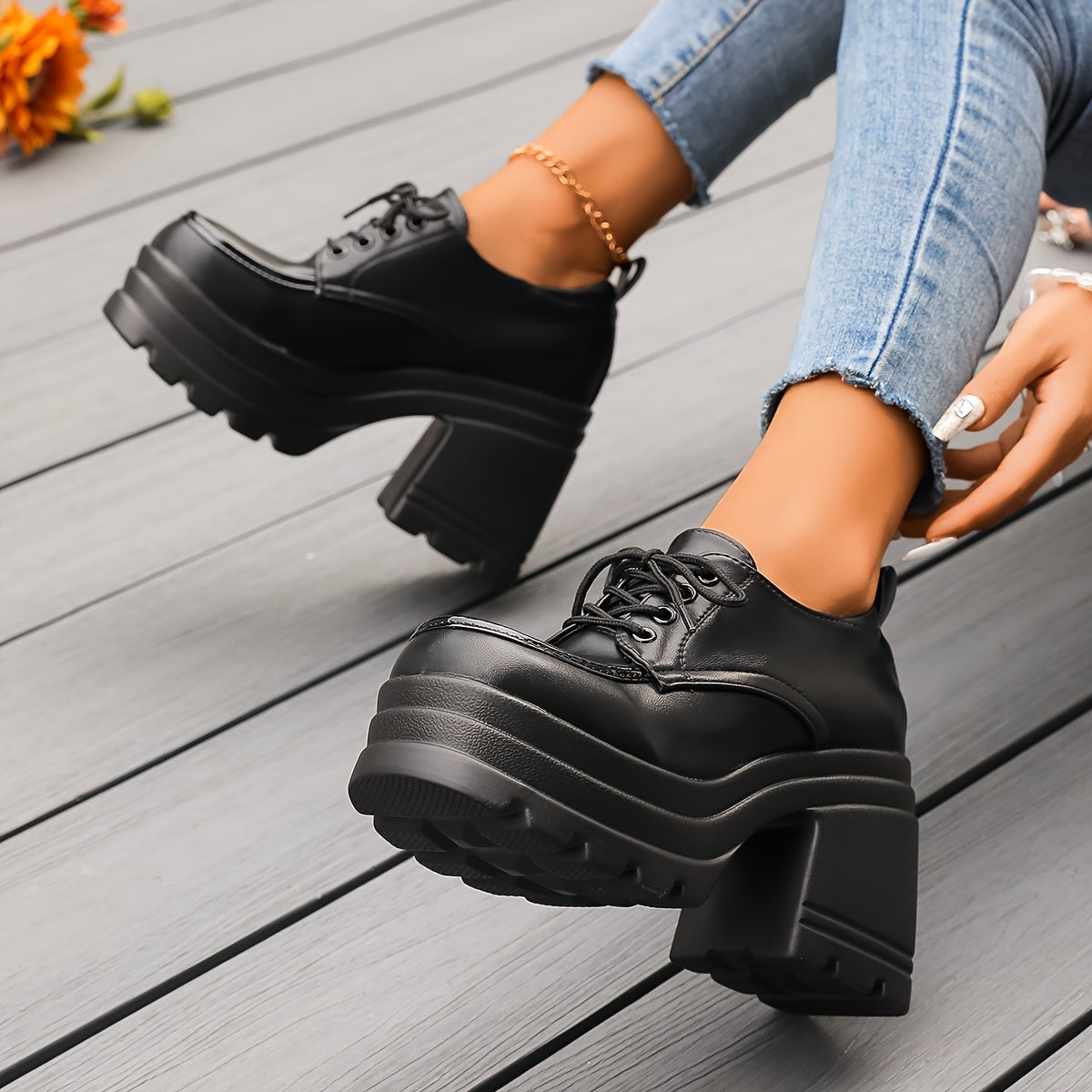 Kvinnors Chunky Plattform Oxfords 6