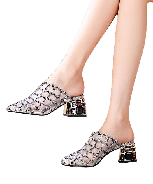 Kvinnors Chunky Sandaler Spetsig Tå 0