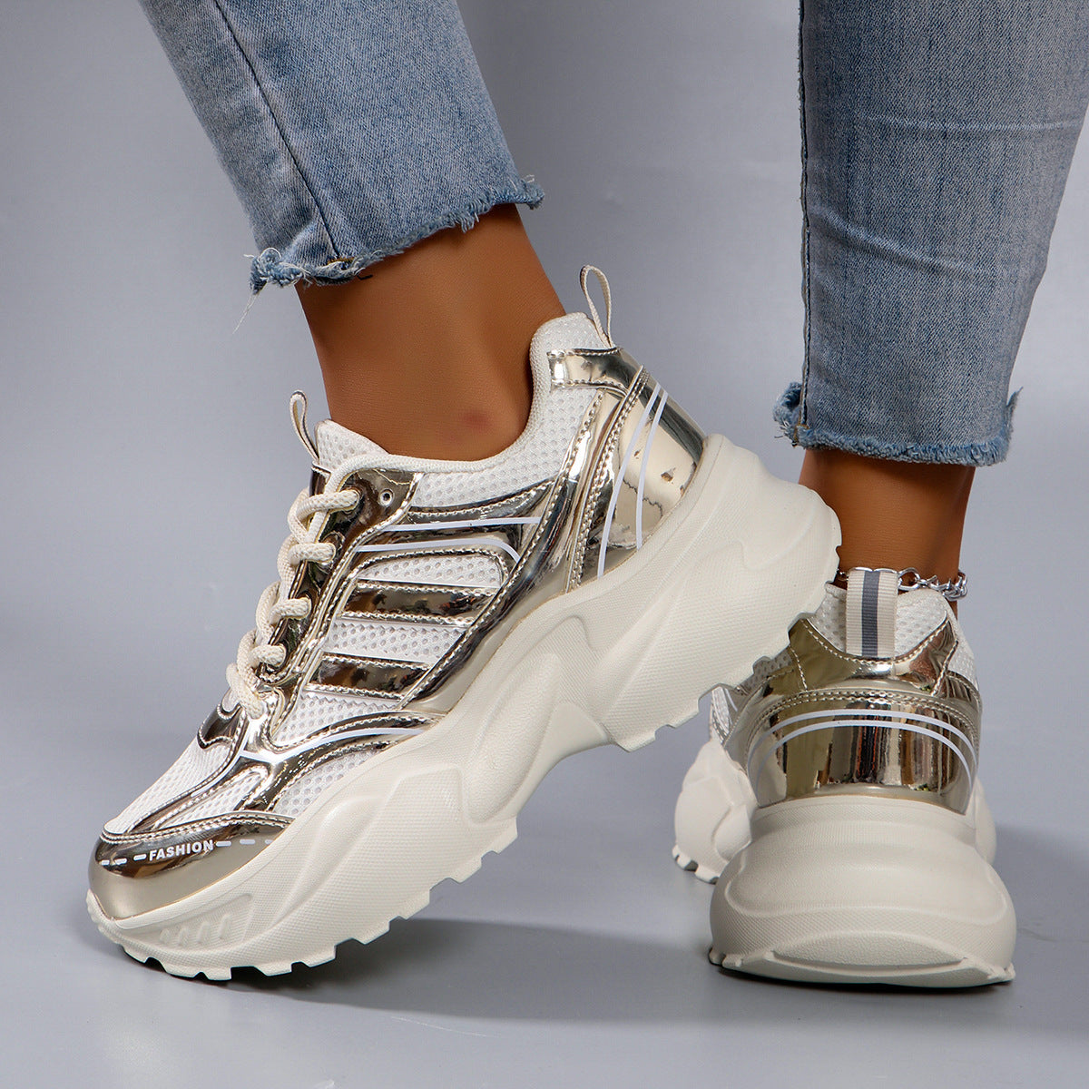 Kvinnors Chunky Sneakers Sportig Stil 1