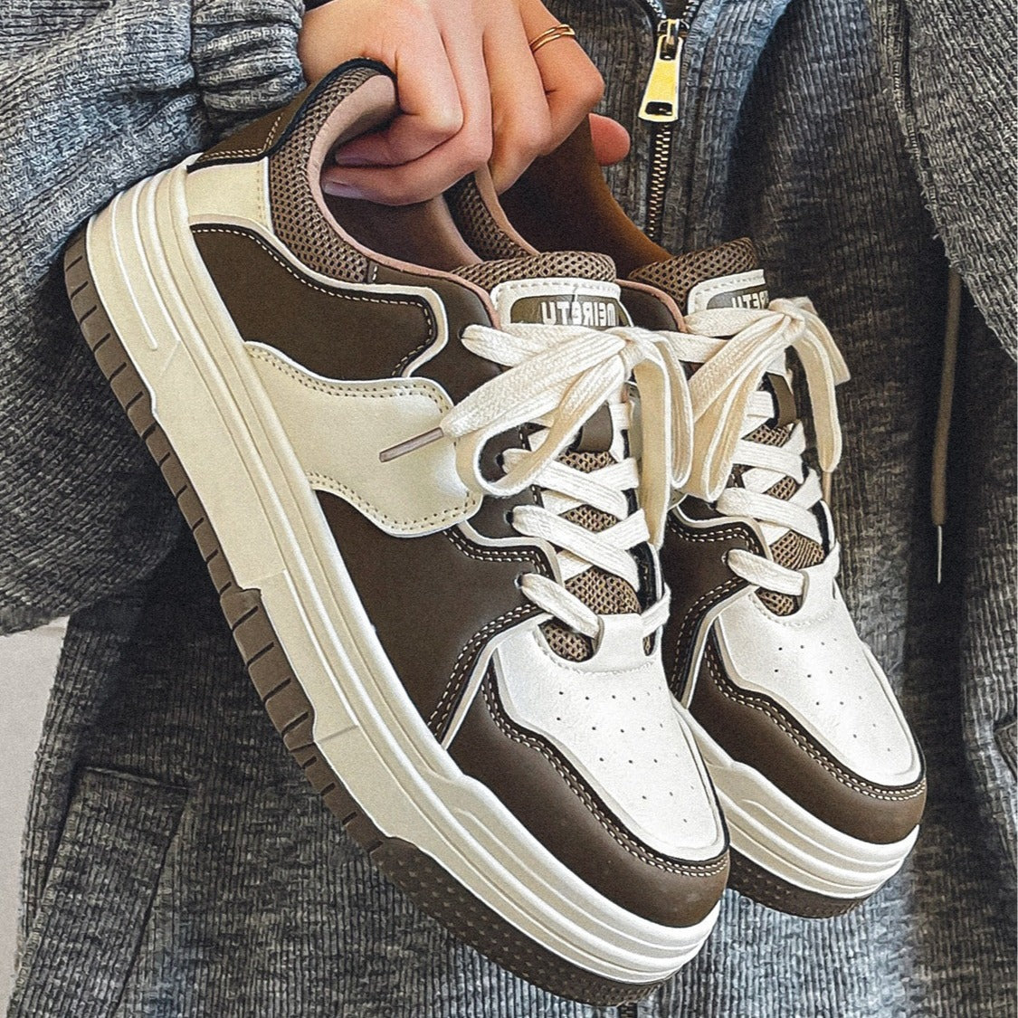 Kvinnors Chunky Sneakers Ventilerande Design 1