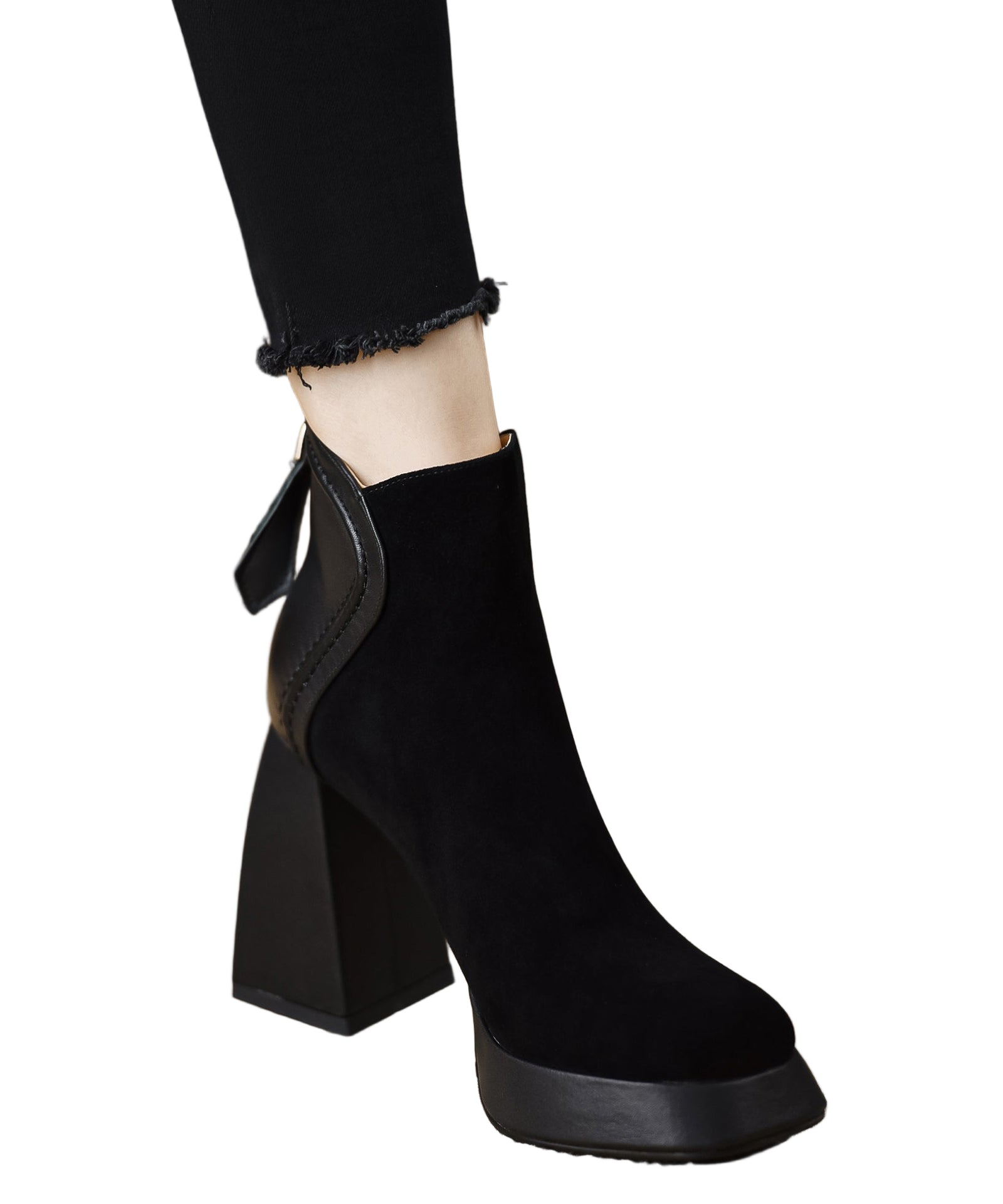 Kvinnors Chunky Stövlar med Dragkedja 0