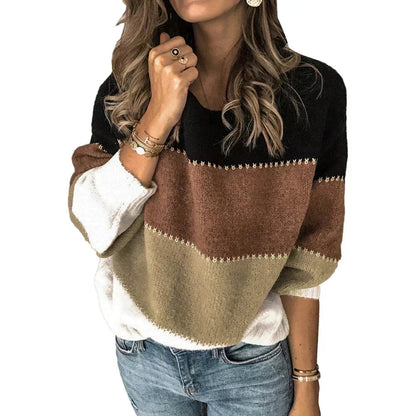 Kvinnors Colorblock Tröja för Vårmode 3