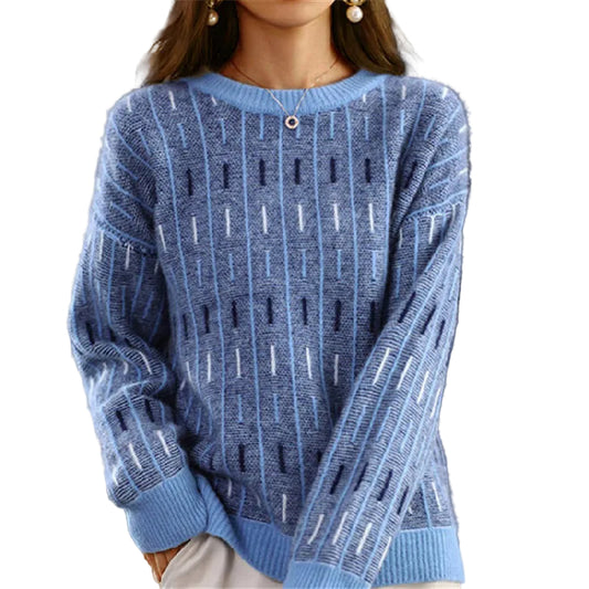 Kvinnors Crewneck Tröja Geometriskt Mönster Avslappnad Stil 0