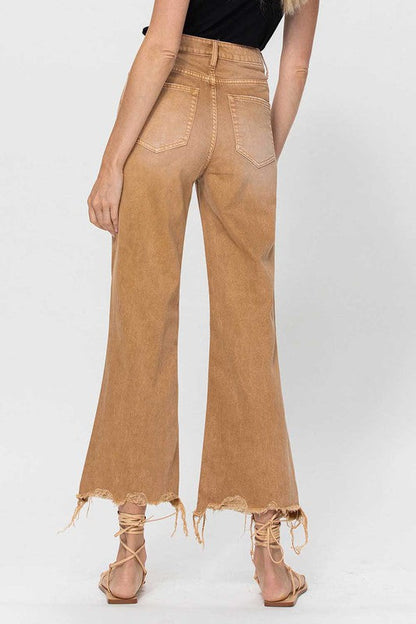 Kvinnors Crop Flare Jeans Vintage 90-tal Guld 4