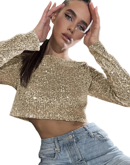 Kvinnors Crop Top Glittrande 0