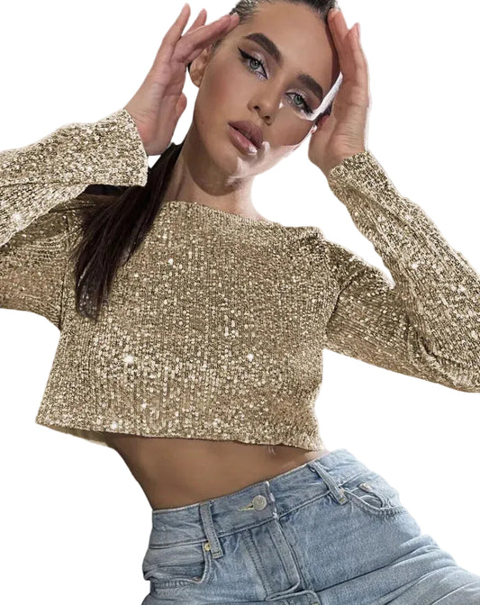 Kvinnors Crop Top Glittrande 0