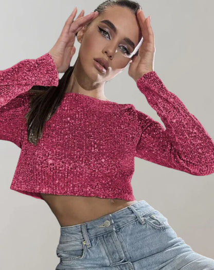Kvinnors Crop Top Glittrande 2