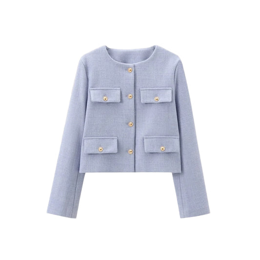 Kvinnors Croppad Cardigan med Knappfront 0