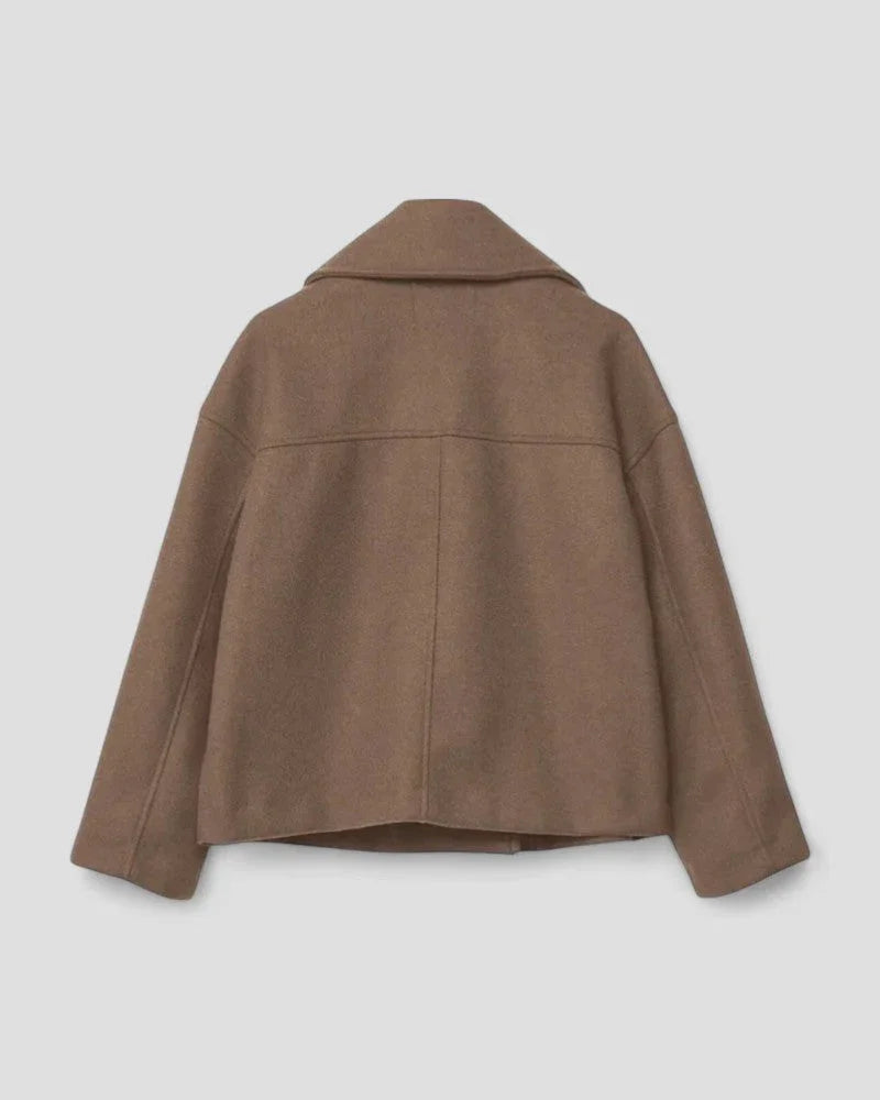 Kvinnors Cropped Peacoat Dubbelknäppt 2