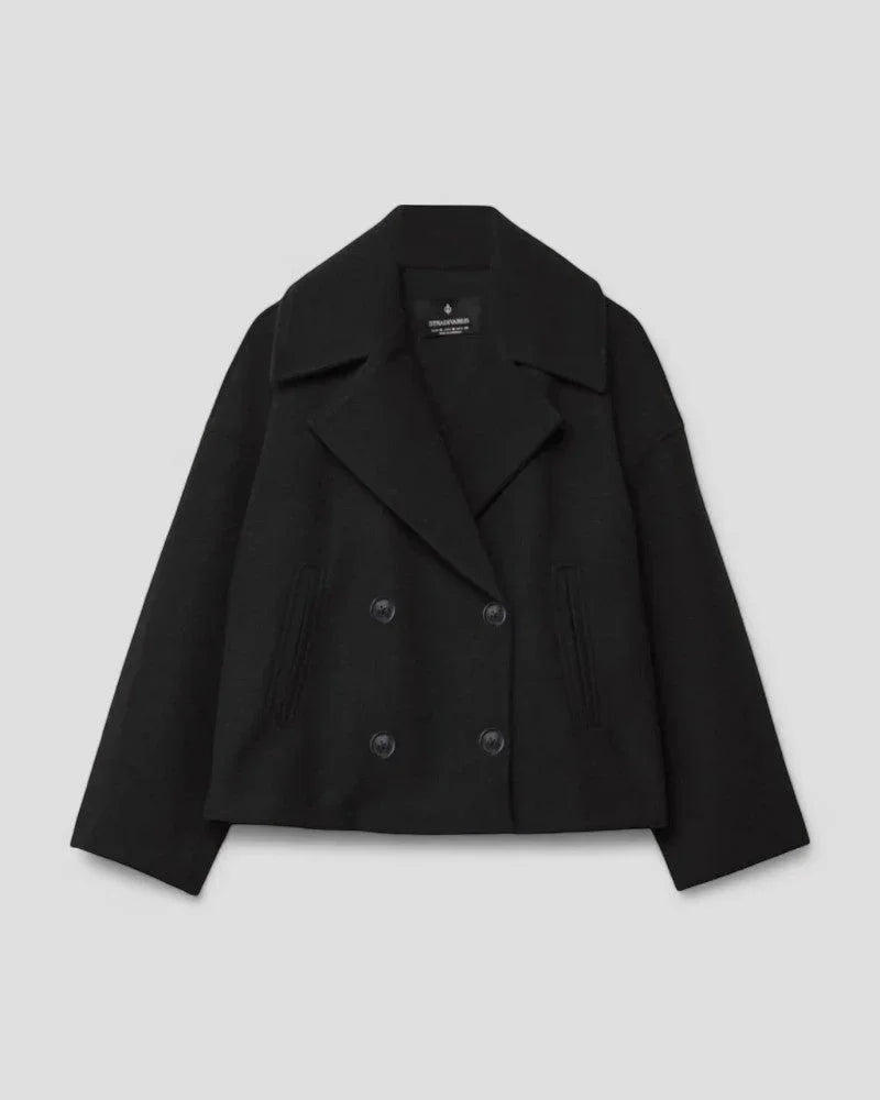 Kvinnors Cropped Peacoat Dubbelknäppt 3