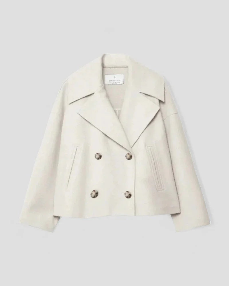 Kvinnors Cropped Peacoat Dubbelknäppt 6