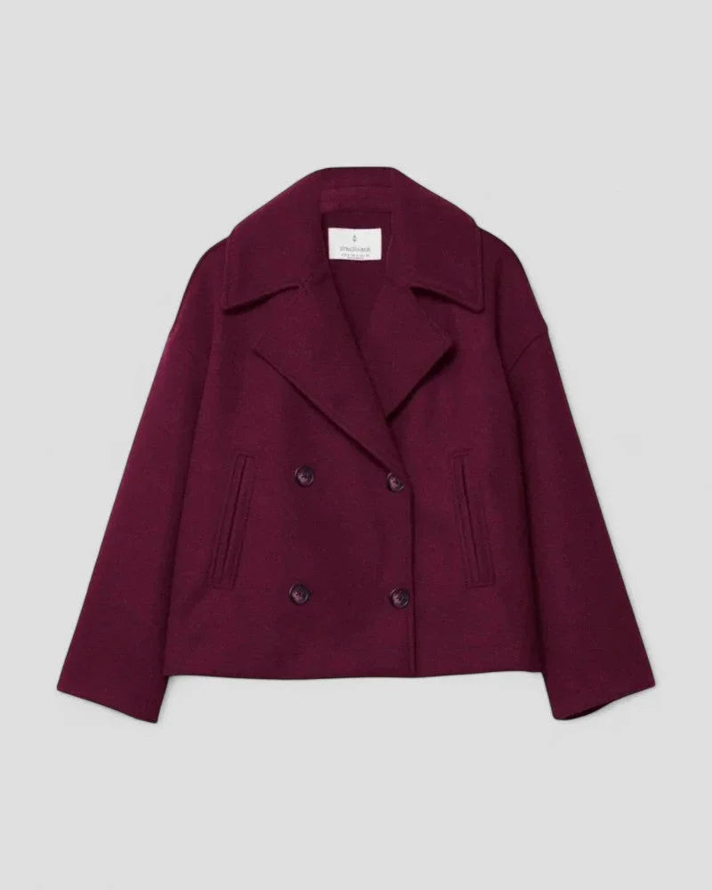 Kvinnors Cropped Peacoat Dubbelknäppt 7