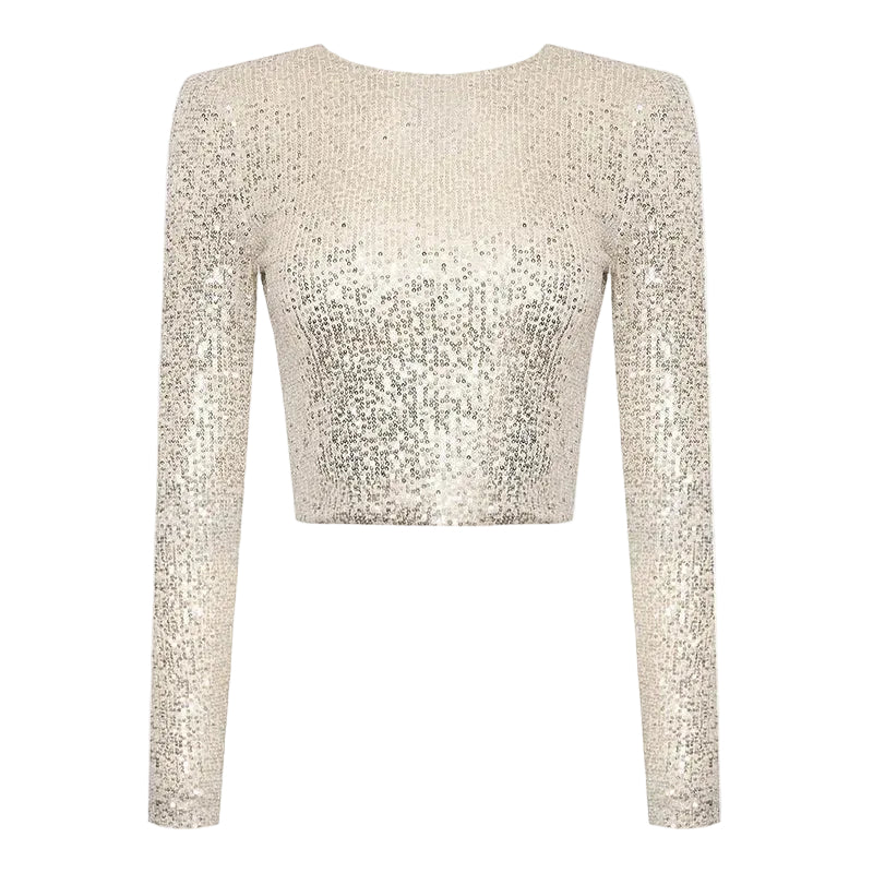 Kvinnors Cropped Top med Paljetter 0