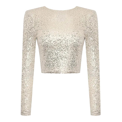 Kvinnors Cropped Top med Paljetter 0