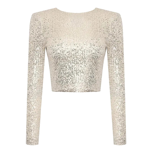 Kvinnors Cropped Top med Paljetter 0
