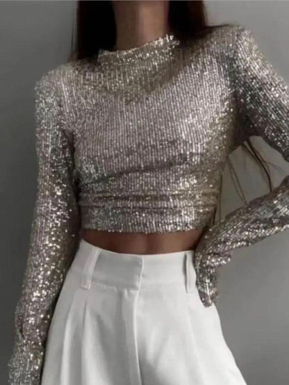 Kvinnors Cropped Top med Paljetter 2