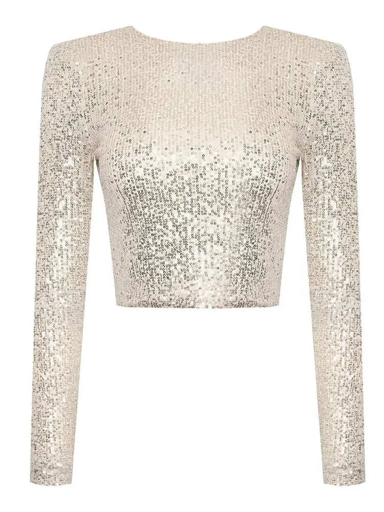 Kvinnors Cropped Top med Paljetter 4