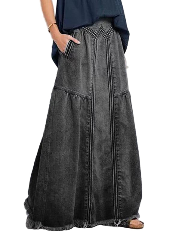 Kvinnors Denim Kjol Lös Passform med Elastisk Midja 0