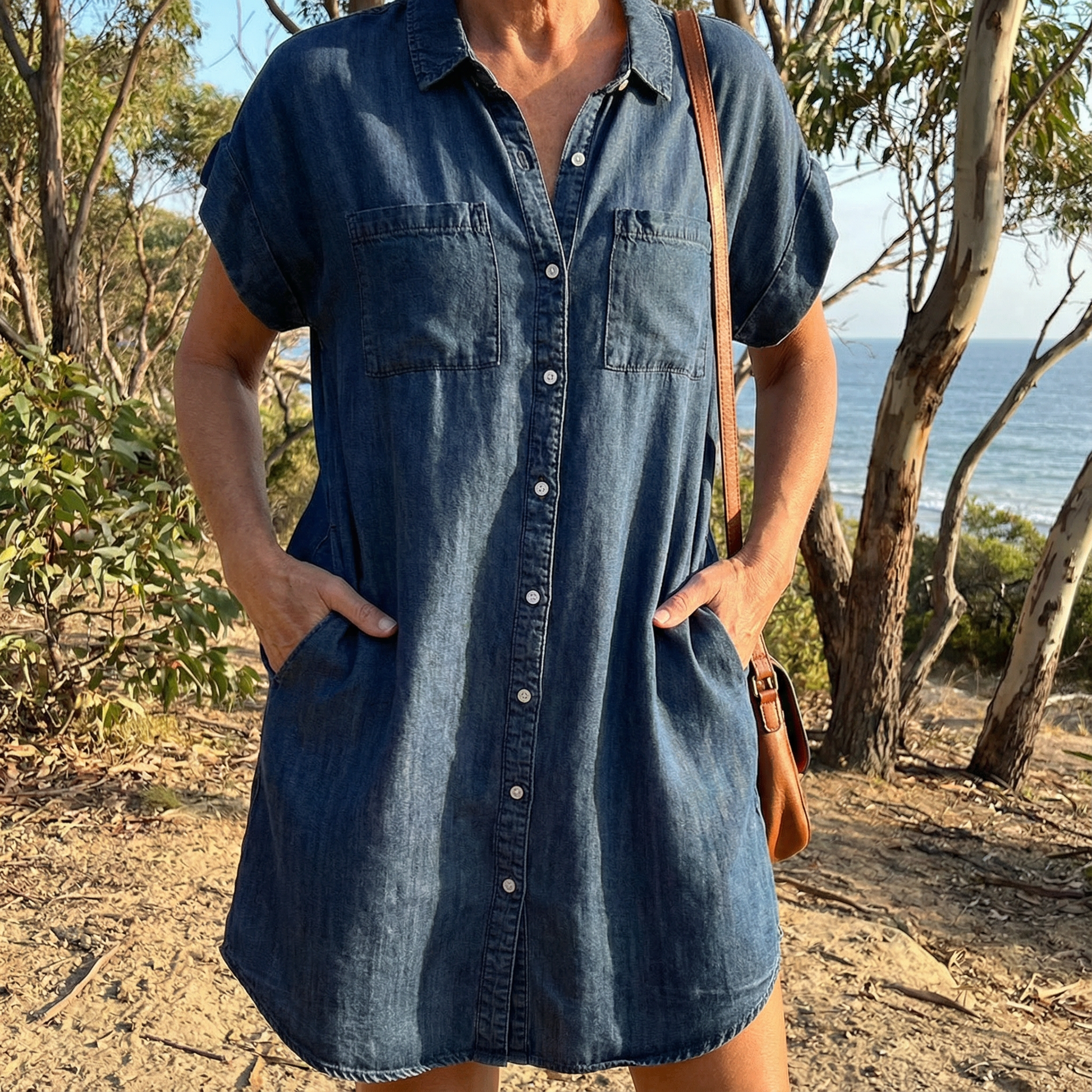 Kvinnors Denim Klänning Avslappnad Chic 5