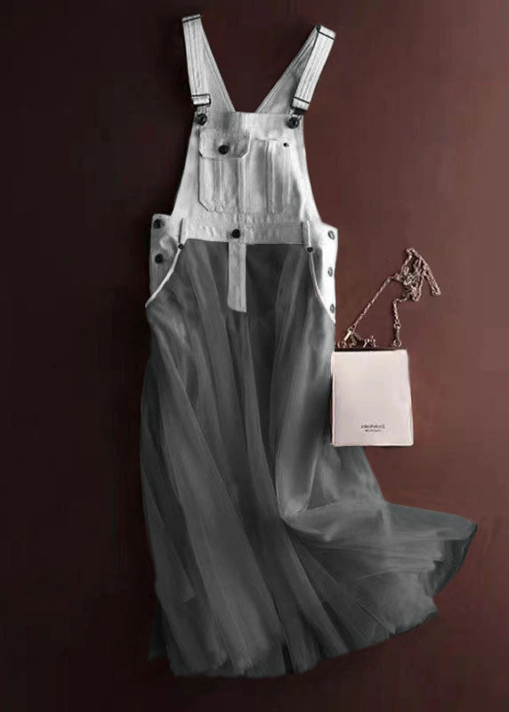 Kvinnors Denim Klänning med Tyll Detaljer 5