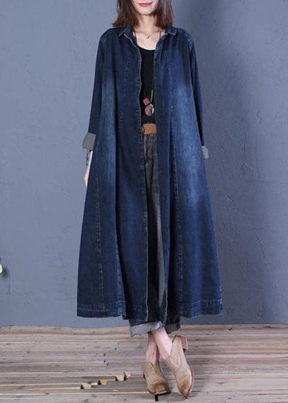 Kvinnors Denim Trenchcoat med Peter Pan Krage 1