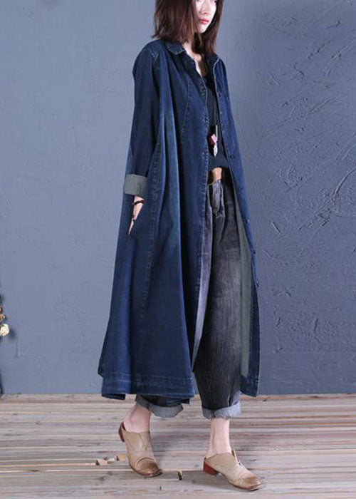 Kvinnors Denim Trenchcoat med Peter Pan Krage 2